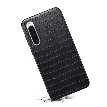 For Sony Xperia 10 V Case Anti-Drop Leather Coated PC+TPU Crocodile Texture Back Cover