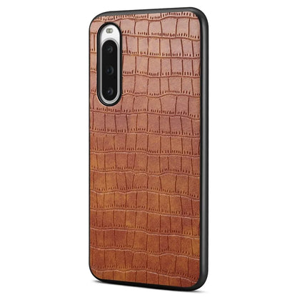For Sony Xperia 10 V Case Anti-Drop Leather Coated PC+TPU Crocodile Texture Back Cover