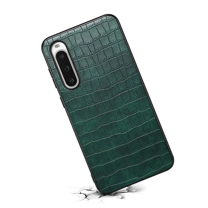 For Sony Xperia 10 V Case Anti-Drop Leather Coated PC+TPU Crocodile Texture Back Cover