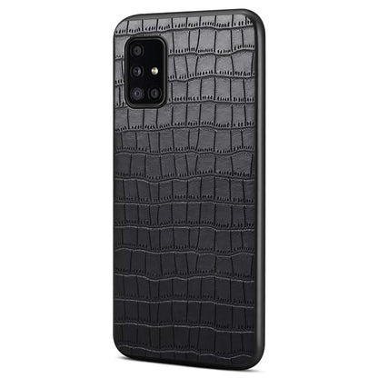 For Samsung Galaxy A51 4G SM-A515 Case PU Leather Coated TPU+PC Non-Slip Grip Phone Cover