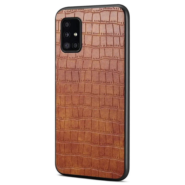 For Samsung Galaxy A51 4G SM-A515 Case PU Leather Coated TPU+PC Non-Slip Grip Phone Cover