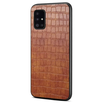 For Samsung Galaxy A51 4G SM-A515 Case PU Leather Coated TPU+PC Non-Slip Grip Phone Cover