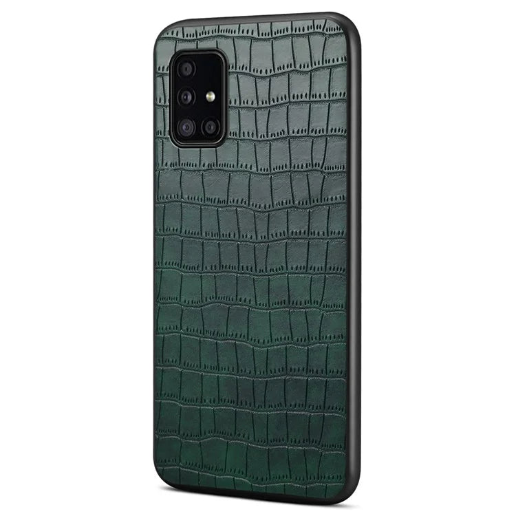 For Samsung Galaxy A51 4G SM-A515 Case PU Leather Coated TPU+PC Non-Slip Grip Phone Cover