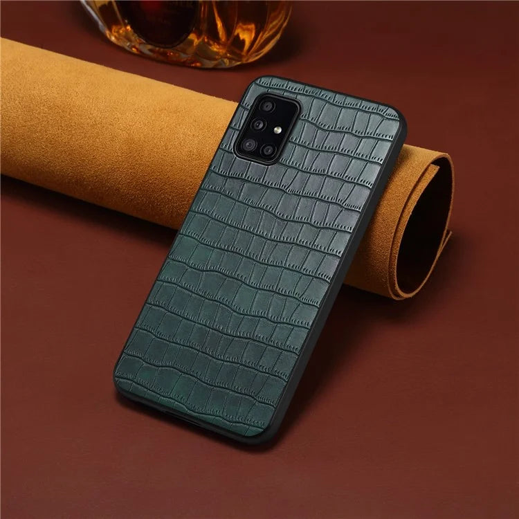For Samsung Galaxy A51 4G SM-A515 Case PU Leather Coated TPU+PC Non-Slip Grip Phone Cover