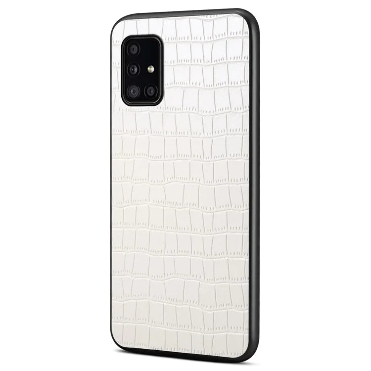 For Samsung Galaxy A51 4G SM-A515 Case PU Leather Coated TPU+PC Non-Slip Grip Phone Cover