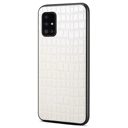 For Samsung Galaxy A51 4G SM-A515 Case PU Leather Coated TPU+PC Non-Slip Grip Phone Cover