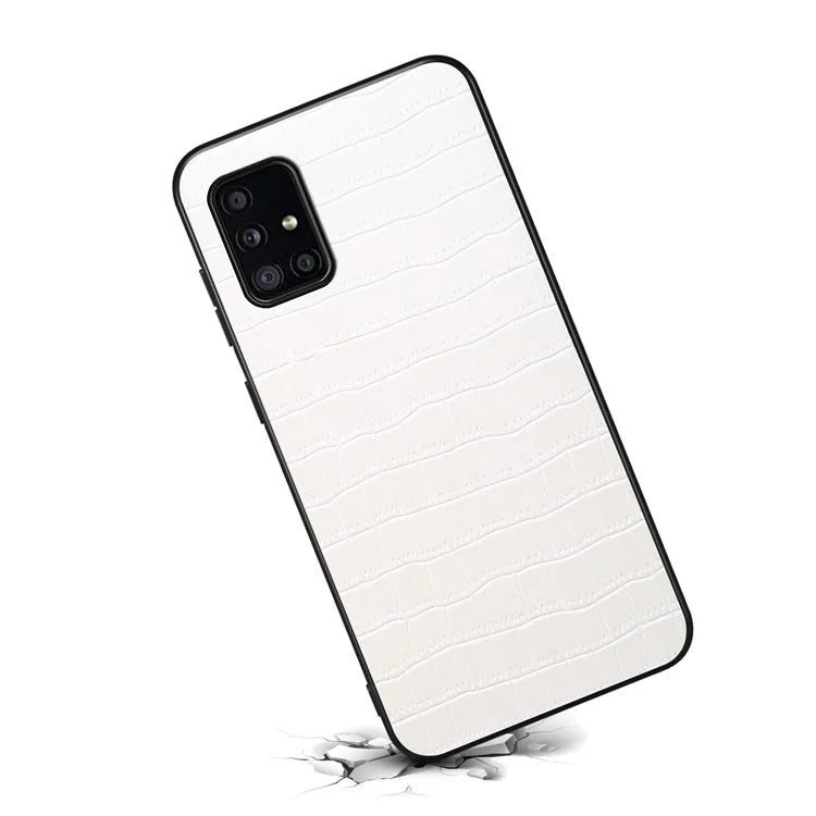 For Samsung Galaxy A51 4G SM-A515 Case PU Leather Coated TPU+PC Non-Slip Grip Phone Cover