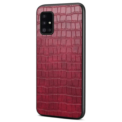 For Samsung Galaxy A51 4G SM-A515 Case PU Leather Coated TPU+PC Non-Slip Grip Phone Cover
