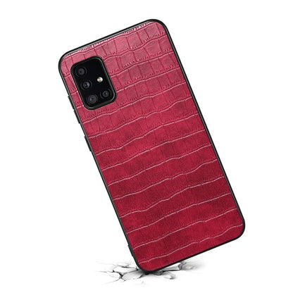 For Samsung Galaxy A51 4G SM-A515 Case PU Leather Coated TPU+PC Non-Slip Grip Phone Cover