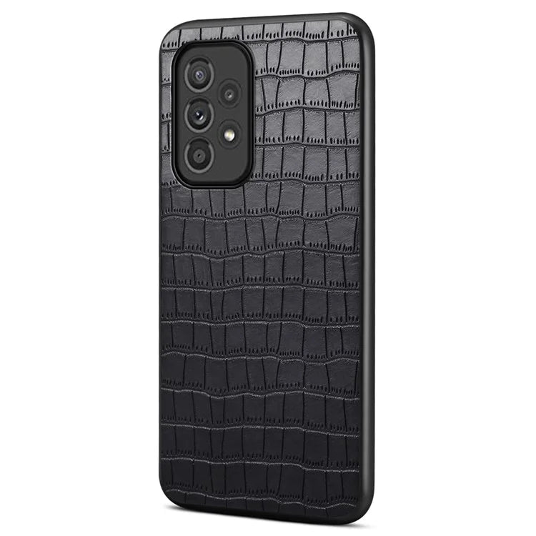 For Samsung Galaxy A33 5G Case PU Leather Coating Phone Back Cover with Luxury Crocodile Texture