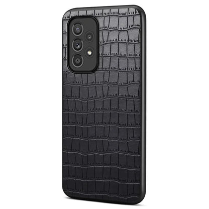 For Samsung Galaxy A33 5G Case PU Leather Coating Phone Back Cover with Luxury Crocodile Texture