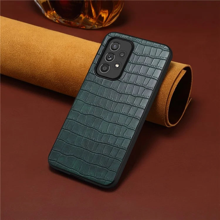 For Samsung Galaxy A33 5G Case PU Leather Coating Phone Back Cover with Luxury Crocodile Texture