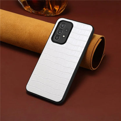 For Samsung Galaxy A33 5G Case PU Leather Coating Phone Back Cover with Luxury Crocodile Texture