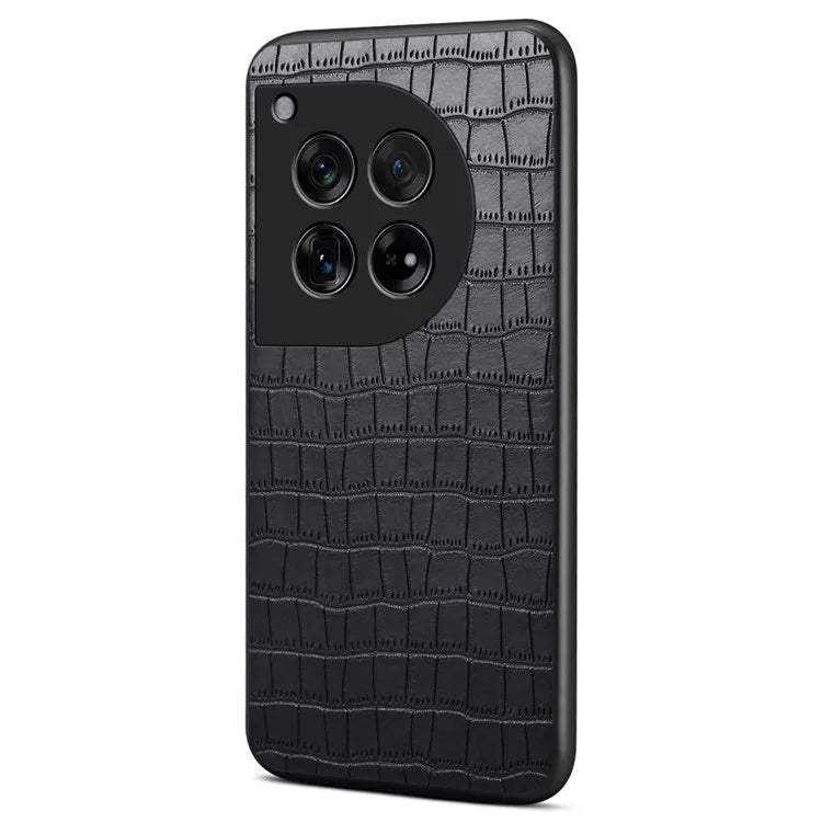 For OnePlus 12 5G Back Case Crocodile Texture Leather Shock-Absorbent Phone Cover