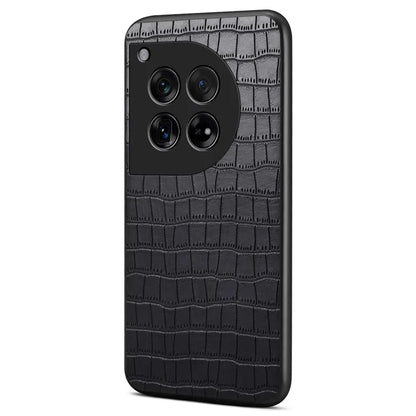 For OnePlus 12 5G Back Case Crocodile Texture Leather Shock-Absorbent Phone Cover