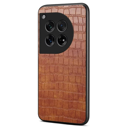 For OnePlus 12 5G Back Case Crocodile Texture Leather Shock-Absorbent Phone Cover