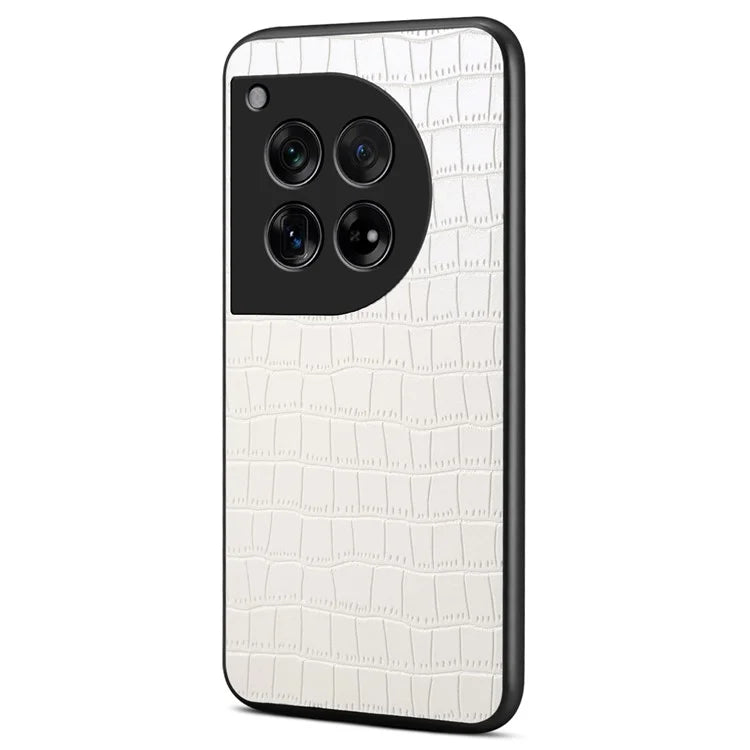 For OnePlus 12 5G Back Case Crocodile Texture Leather Shock-Absorbent Phone Cover