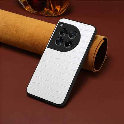 For OnePlus 12 5G Back Case Crocodile Texture Leather Shock-Absorbent Phone Cover