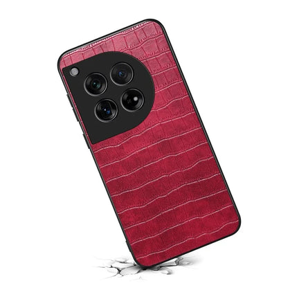 For OnePlus 12 5G Back Case Crocodile Texture Leather Shock-Absorbent Phone Cover