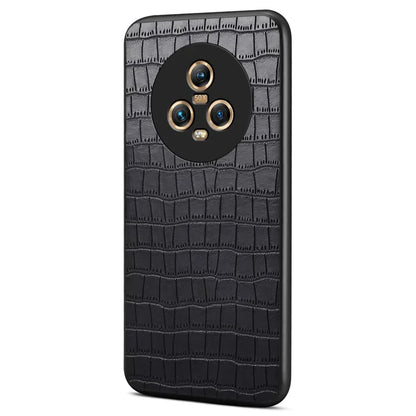 For Honor Magic5 Case PU Leather Coated PC+TPU Phone Protector with Alligator Texture Design