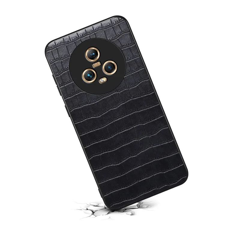 For Honor Magic5 Case PU Leather Coated PC+TPU Phone Protector with Alligator Texture Design
