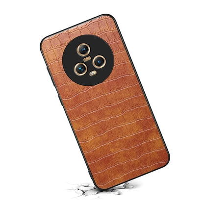 For Honor Magic5 Case PU Leather Coated PC+TPU Phone Protector with Alligator Texture Design