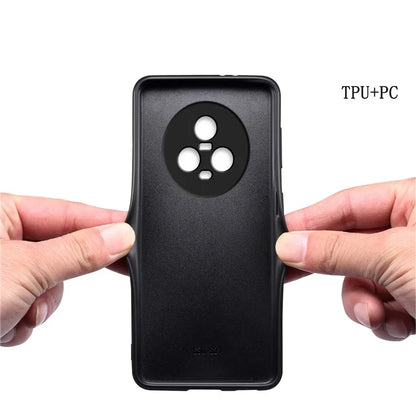 For Honor Magic5 Case PU Leather Coated PC+TPU Phone Protector with Alligator Texture Design