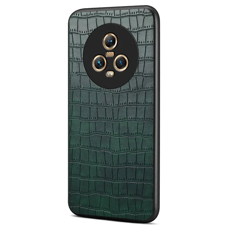 For Honor Magic5 Case PU Leather Coated PC+TPU Phone Protector with Alligator Texture Design