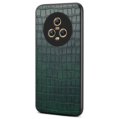 For Honor Magic5 Case PU Leather Coated PC+TPU Phone Protector with Alligator Texture Design