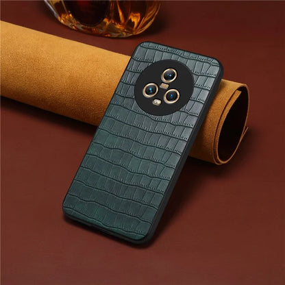 For Honor Magic5 Case PU Leather Coated PC+TPU Phone Protector with Alligator Texture Design
