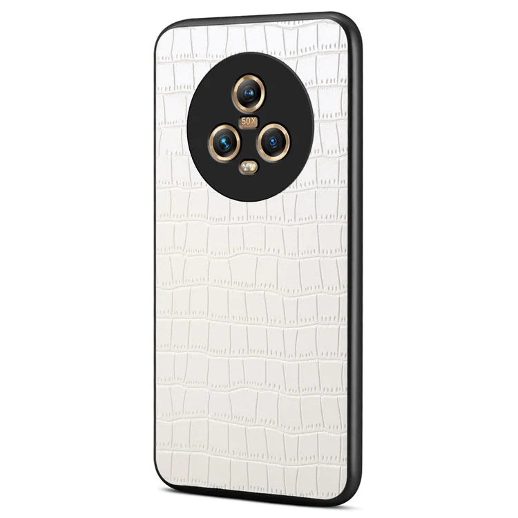 For Honor Magic5 Case PU Leather Coated PC+TPU Phone Protector with Alligator Texture Design
