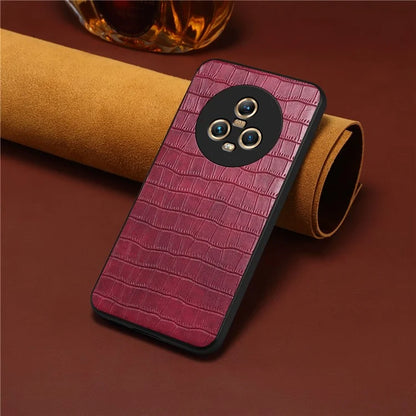 For Honor Magic5 Case PU Leather Coated PC+TPU Phone Protector with Alligator Texture Design