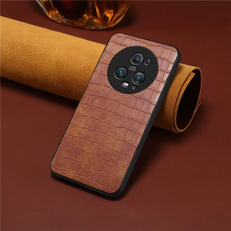 For Honor Magic5 Pro Case Leather Alligator Texture Protective Back Cover