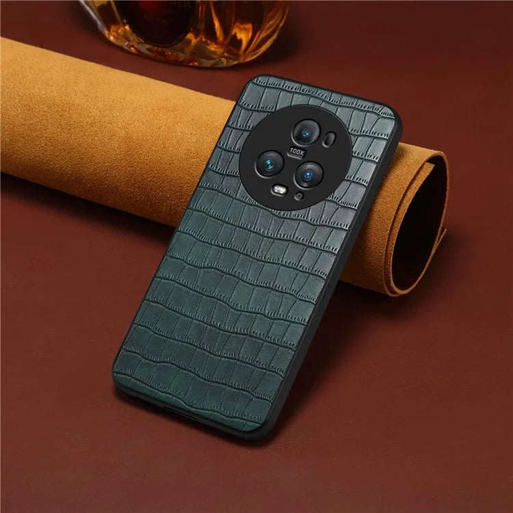 For Honor Magic5 Pro Case Leather Alligator Texture Protective Back Cover