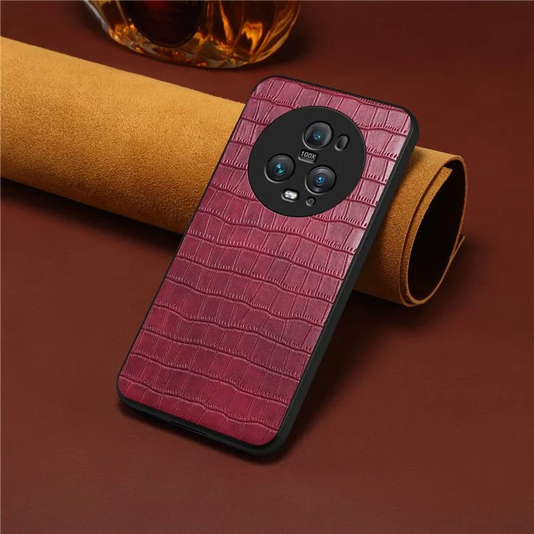 For Honor Magic5 Pro Case Leather Alligator Texture Protective Back Cover
