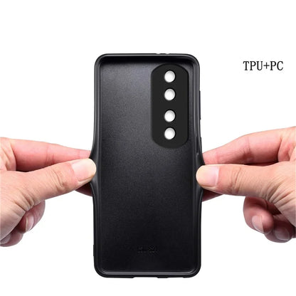 For Honor 90 Pro Case Leather+PC+TPU Hybrid Shell Crocodile Textured Phone Cover