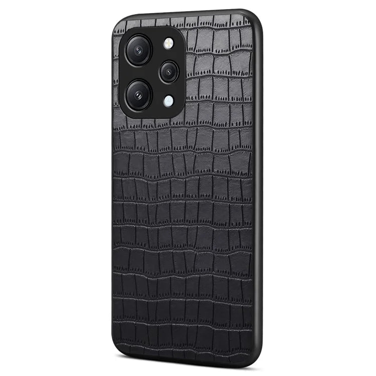 For Xiaomi Redmi Note 12R 5G / Poco M6 Pro 5G / Redmi 12 5G (Global) Case Crocodile Textured Leather Covered Hybrid Phone Shell