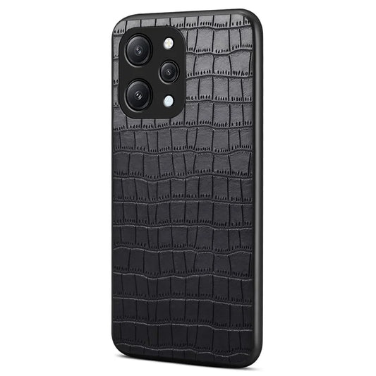 For Xiaomi Redmi Note 12R 5G / Poco M6 Pro 5G / Redmi 12 5G (Global) Case Crocodile Textured Leather Covered Hybrid Phone Shell