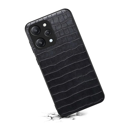 For Xiaomi Redmi Note 12R 5G / Poco M6 Pro 5G / Redmi 12 5G (Global) Case Crocodile Textured Leather Covered Hybrid Phone Shell