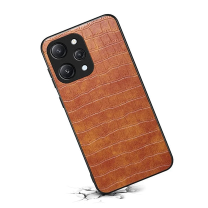 For Xiaomi Redmi Note 12R 5G / Poco M6 Pro 5G / Redmi 12 5G (Global) Case Crocodile Textured Leather Covered Hybrid Phone Shell