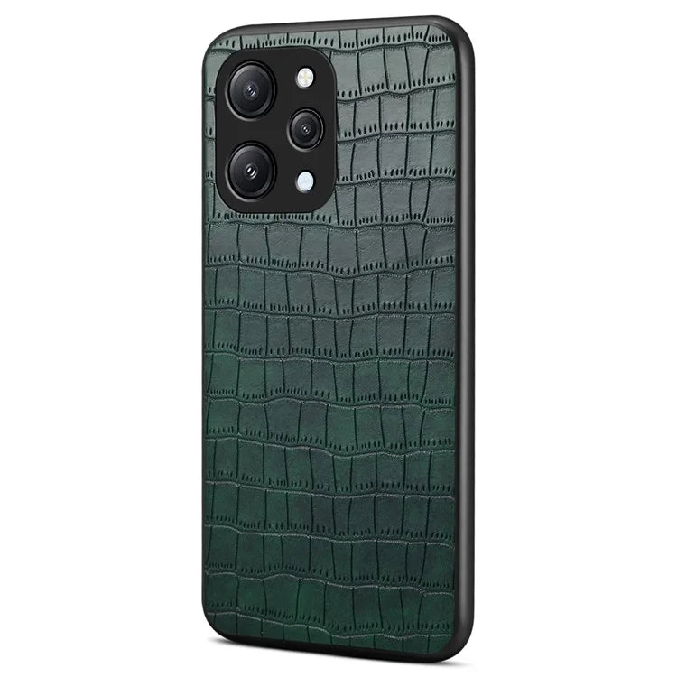 For Xiaomi Redmi Note 12R 5G / Poco M6 Pro 5G / Redmi 12 5G (Global) Case Crocodile Textured Leather Covered Hybrid Phone Shell