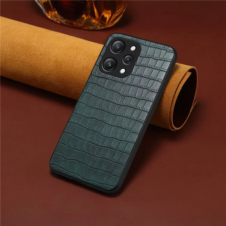 For Xiaomi Redmi Note 12R 5G / Poco M6 Pro 5G / Redmi 12 5G (Global) Case Crocodile Textured Leather Covered Hybrid Phone Shell