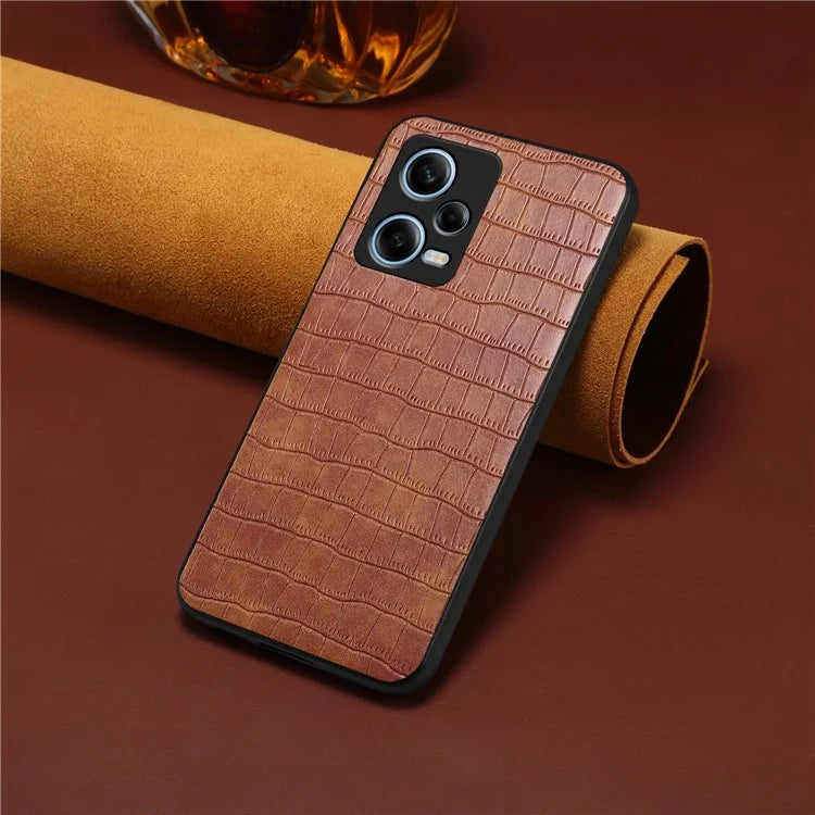 For Xiaomi Redmi Note 12 Pro 5G PU Leather+PC+TPU Cover Crocodile Texture Cell Phone Case