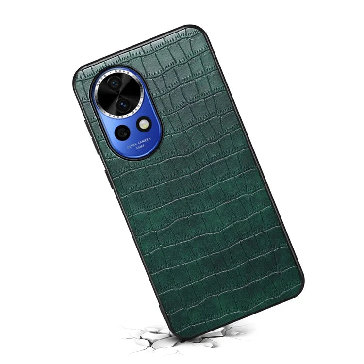 For Huawei nova 12 5G Case Crocodile Textured Leather Hybrid Shockproof Phone Cover