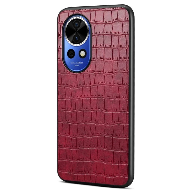 For Huawei nova 12 5G Case Crocodile Textured Leather Hybrid Shockproof Phone Cover