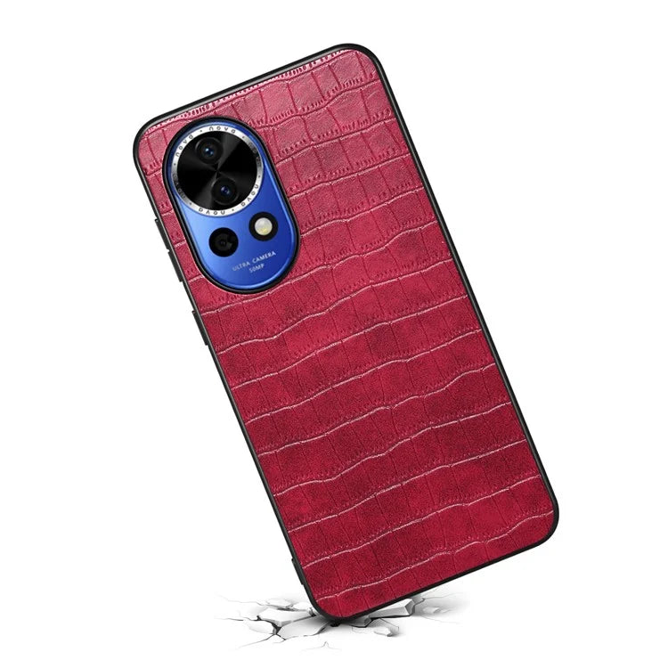 For Huawei nova 12 5G Case Crocodile Textured Leather Hybrid Shockproof Phone Cover