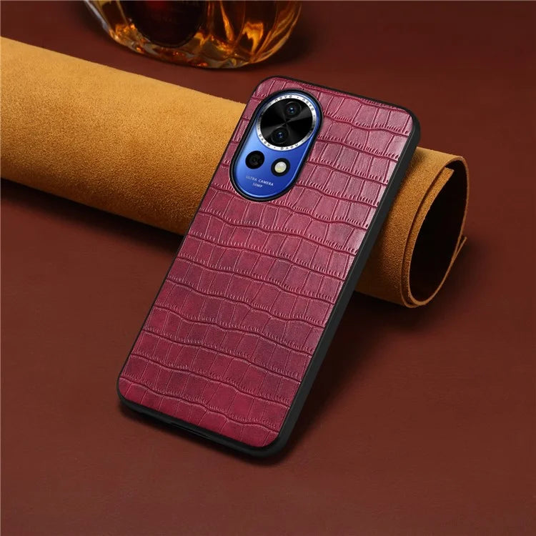 For Huawei nova 12 5G Case Crocodile Textured Leather Hybrid Shockproof Phone Cover