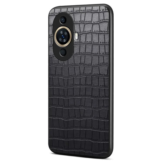 For Huawei nova 11 Hybrid Case Crocodile Textured Leather Covered Slim Phone Case