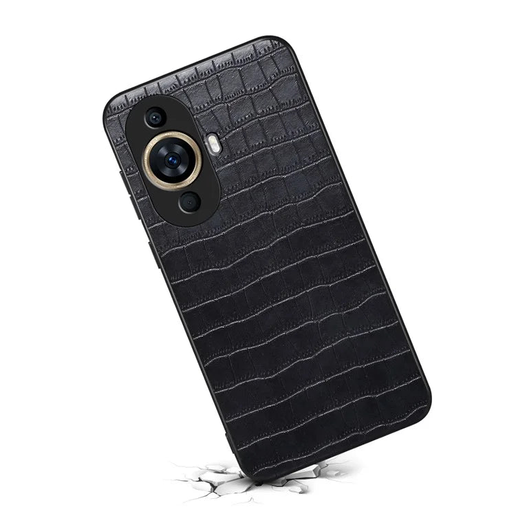 For Huawei nova 11 Hybrid Case Crocodile Textured Leather Covered Slim Phone Case