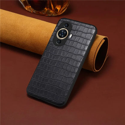 For Huawei nova 11 Hybrid Case Crocodile Textured Leather Covered Slim Phone Case
